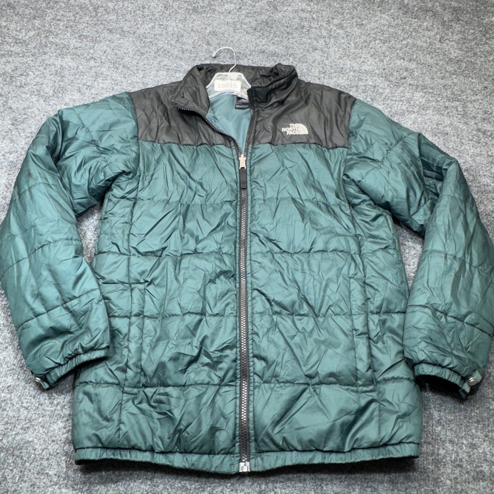 The North Face Puffer Jacket Boys XL 18/20 Green Black Insulated Gorpcore Padded